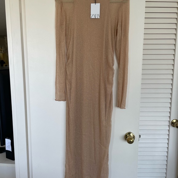 ZARA long gold dress new collection. Size M new with tag. - Picture 2 of 6